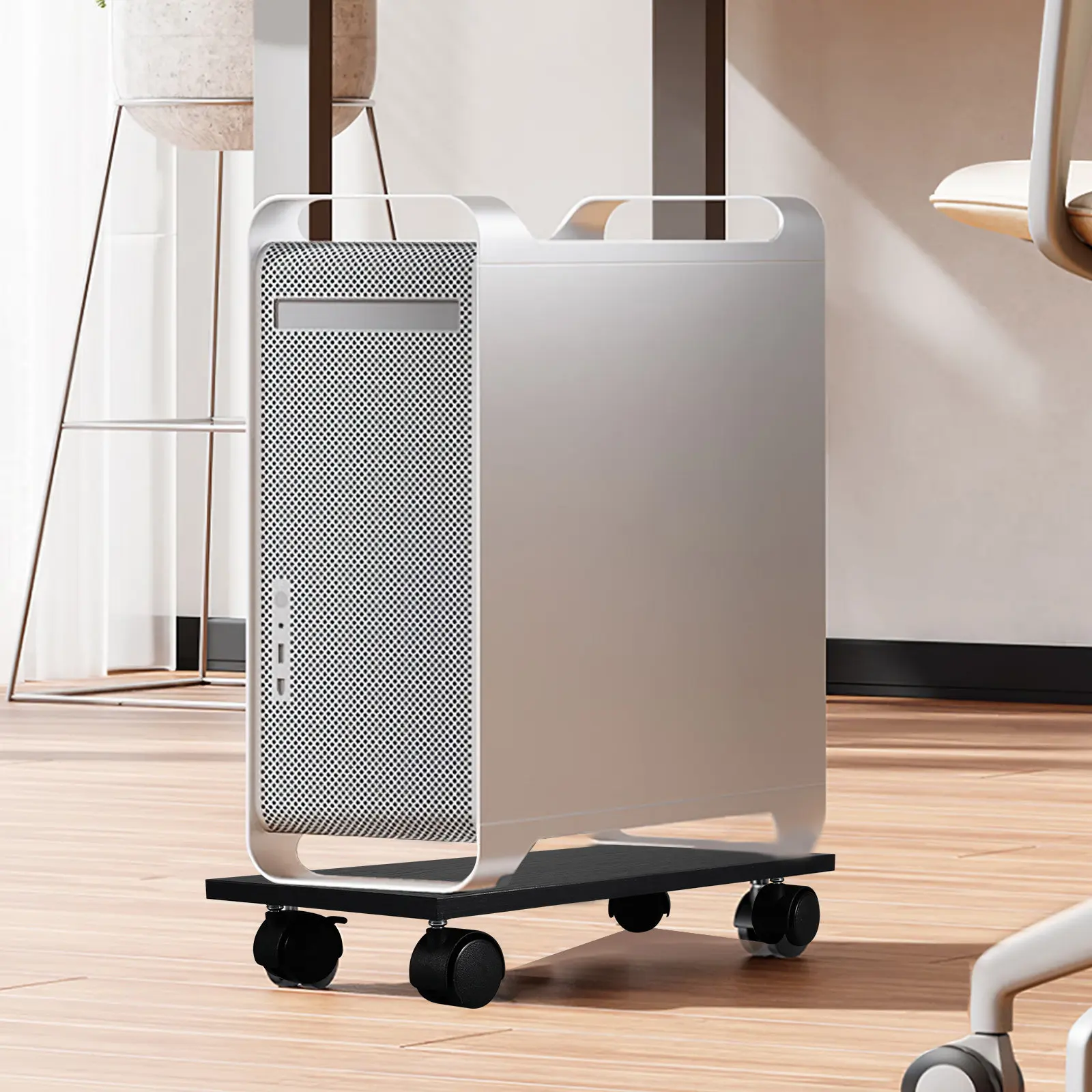 Adjustable Computer Tower Stand Mobile CPU Holder with 4 Rolling Caster Wheels Under Desk Pc Floor Cart Stable Ventilated