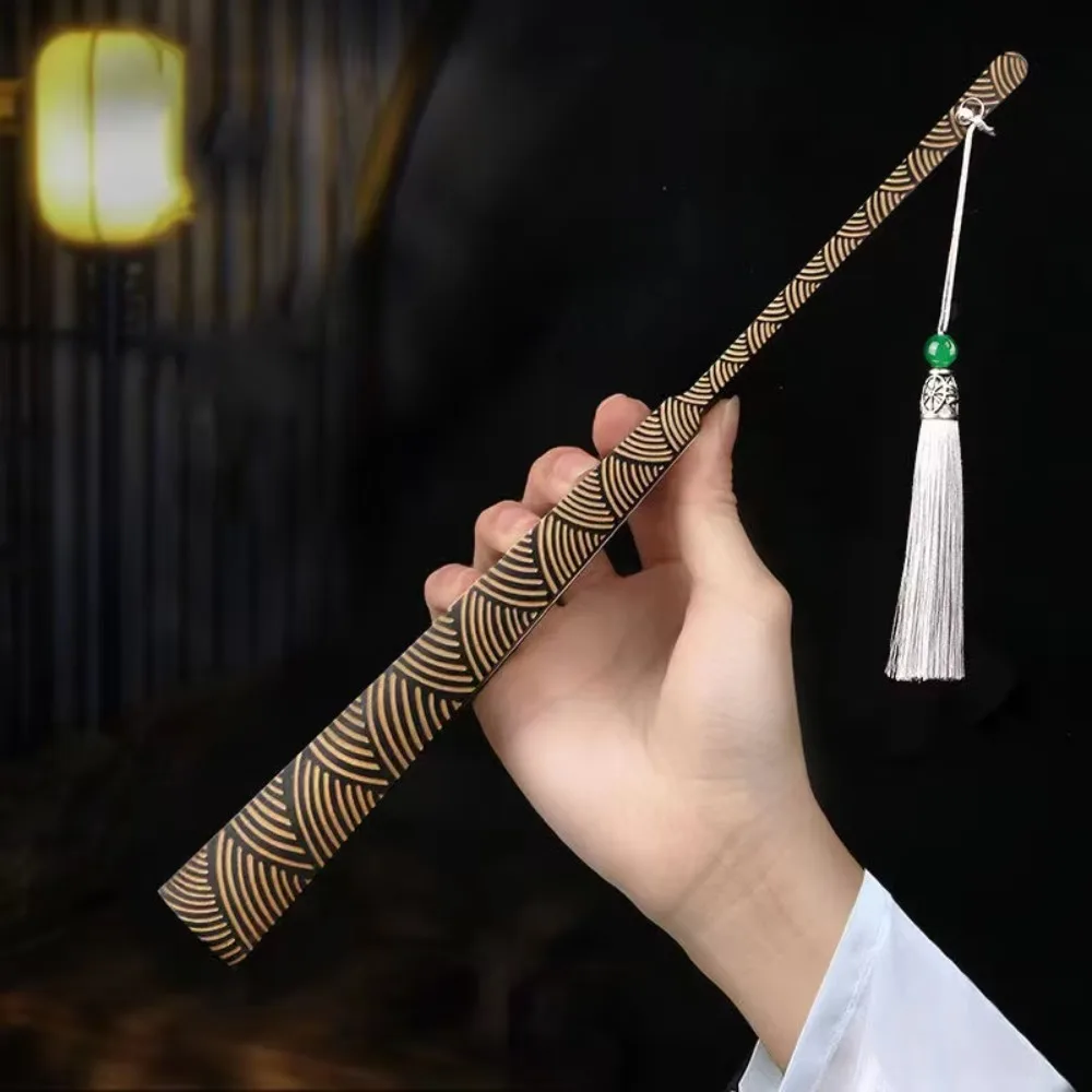 

Sprinkled Gold Cloud Pattern Handle Folding Fan with Tassel 10 in Men Hand Fan Silk Cloth Fan Panel Carved Dance Fan Photo Props