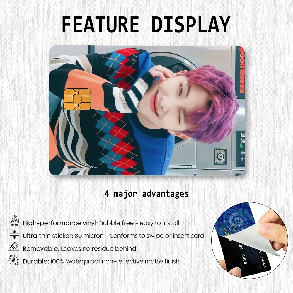 ذكر ستار RM K-Kim NAM JOONS بطاقة ملصقات بطاقة الائتمان DIY بطاقة حامي ملصقات مقاوم للماء غطاء الجلد فيلم #3