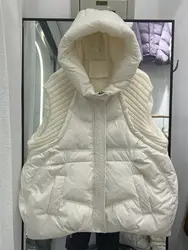 Autumn And Winter Vest Jacket 2023 New Down Cotton Waistcoat Women's Short Hooded Thickened Knitting Sweater Quilted Coat Z2437