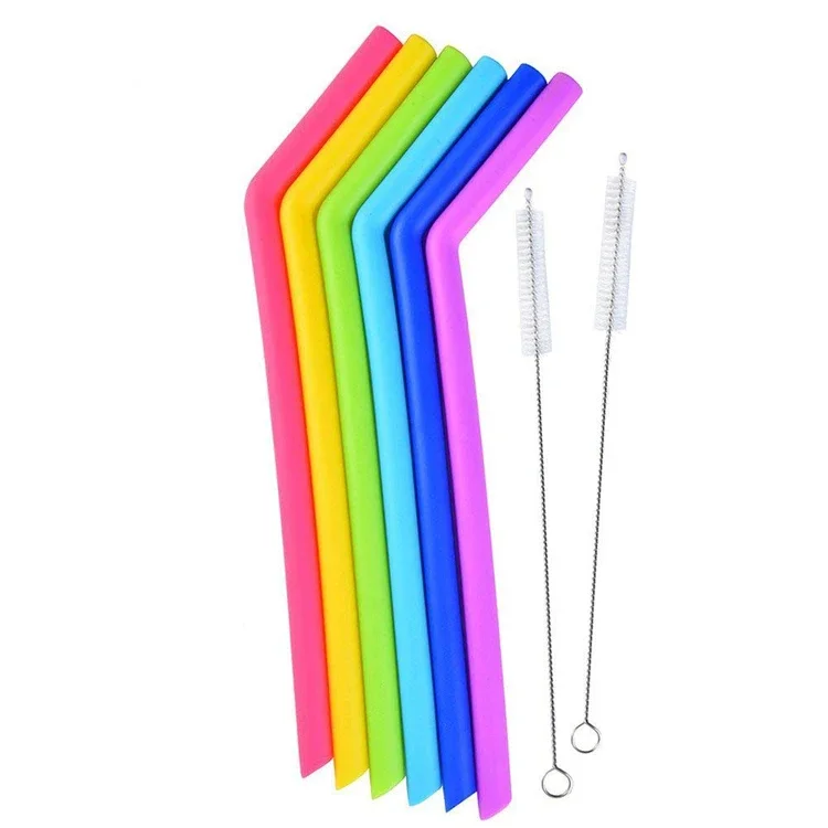 Siliconen Rietjes Herbruikbare Flexibele Rietjes Set Met Cleaning Borstels Bar Party Rietjes
