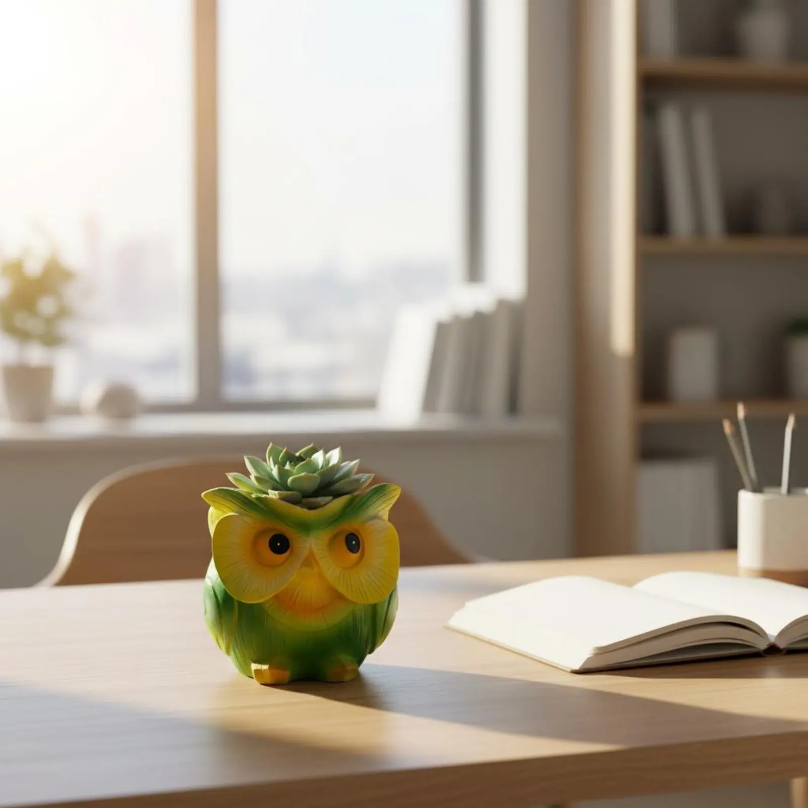 Owl Planter Cute Creature-Shaped Succulent Pot Home Decor Accent Decorative