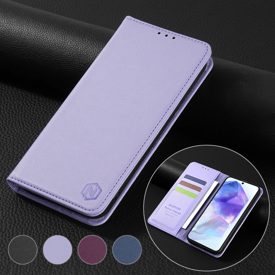 Wallet Skin friendly Card Slot Strong Magnetic Flip Leather Case For Samsung Galaxy A05s A13 A14 A15 A24 A34 A35 A52 A53 A54 A55