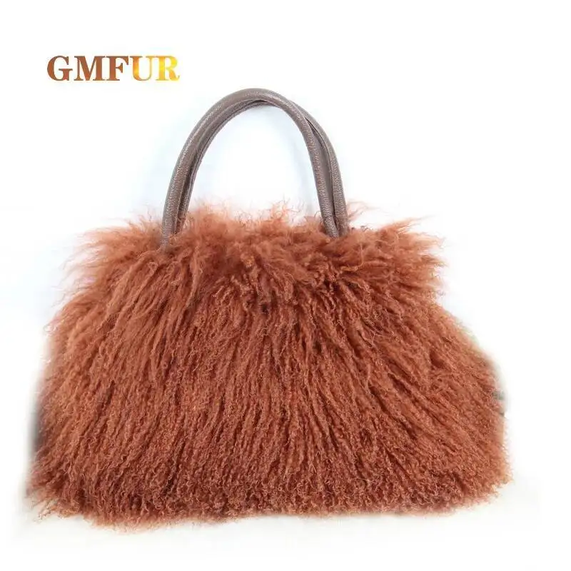Luxury Handbag Winter Ladies Wool Handbag Fashion Genuine Soft Warm Fur Shoulder Bag Designer Large Size Female Bag
