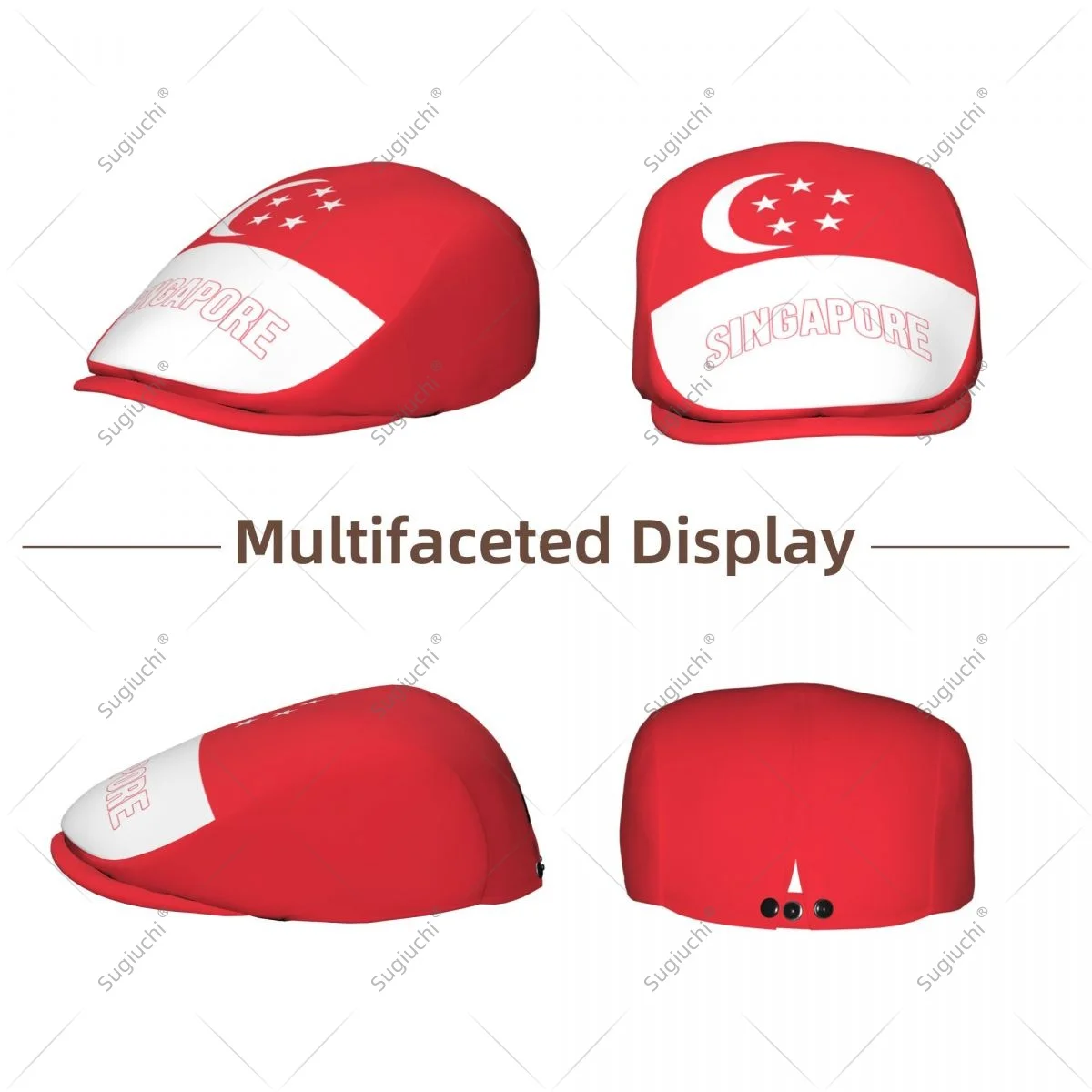 Forward cap Singapore Flag Men Women Flat Newsboy Driving Hat Cap Short Brim for Driving Daily visors hat