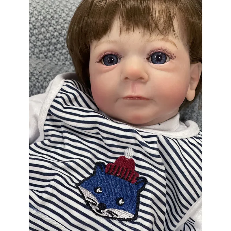 47CM Finished Doll Felicia with Rooted Hair Reborn Baby Doll Soft Touch Newborn Baby Hand Paint with Detailed Veins Kids Toys