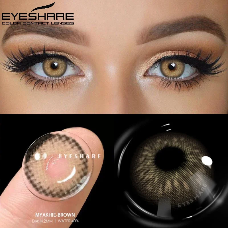 EYESHARE 2 Buah Lensa Kontak Berwarna untuk Mata Lensa Kontak Warna Coklat Lensa Mata Warna-warni Riasan Kosmetik Tahunan Lensa Kontak Mata