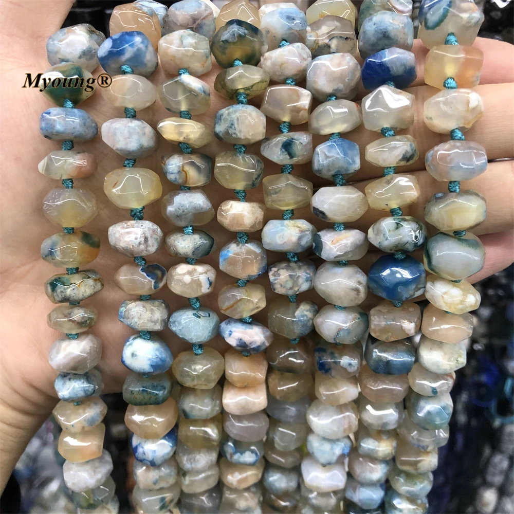 Faceted Light Blue Sakura Cherry Agates Rondelle Beads For DIY Jewelry Making MY221210