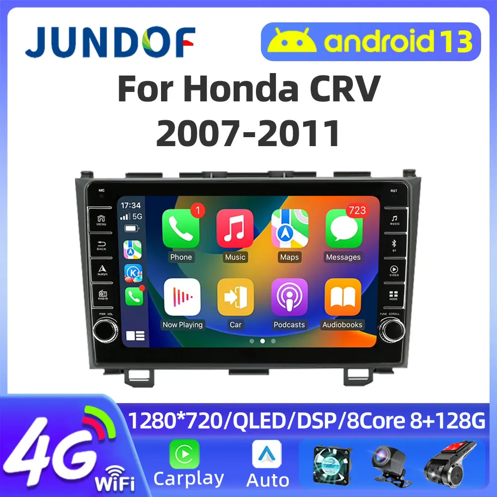 

Jundof 2 Din Android 13 Car Radio Multimidia Video Player For Honda CRV 2007 - 2011 GPS Navigation Carplay Auto Stereo Head Unit