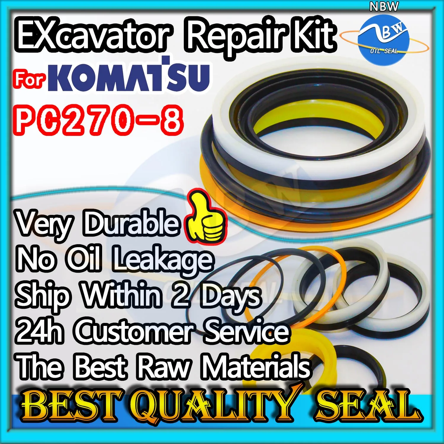 For KOMATSU PC270-8 Repair Kit Excavator Oil Seal Replacement Dust Bushing FKM Control Pilot Valve Blade TRAVEL Joystick Engine