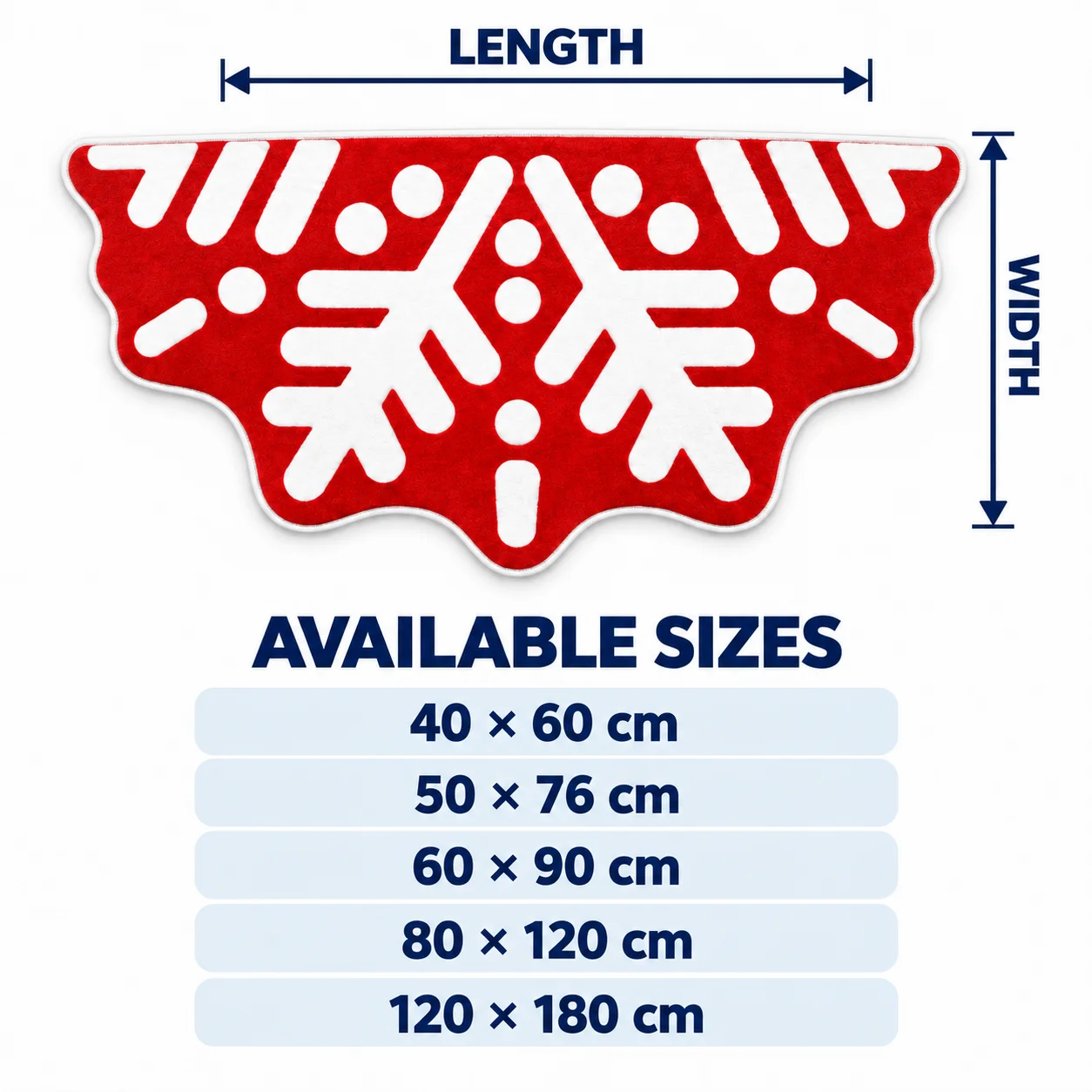 Red Snowflake Shaped Area Rug, Christmas Irregular Floor Mat for Entryway, Kitchen, Bedroom and Festive Holiday Home Decor
