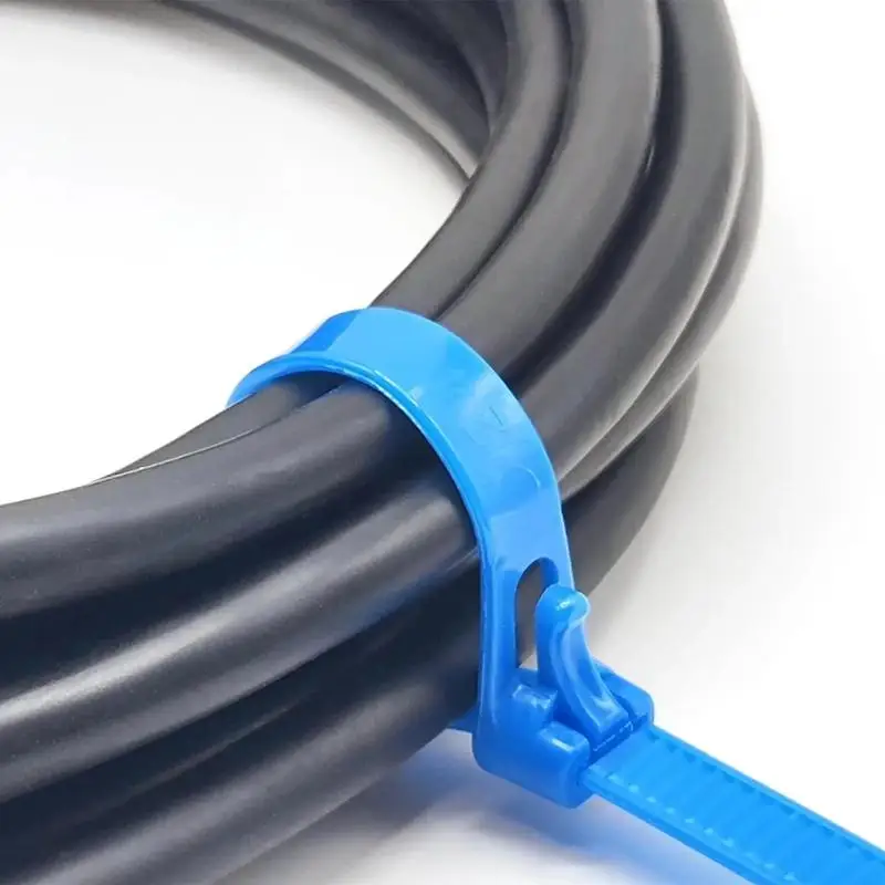 △ 100PCS Detachable  Colored Plastics Reusable  Nylon Loop Wrap Zip Ttype Cable Tie Wire Bandage Tie