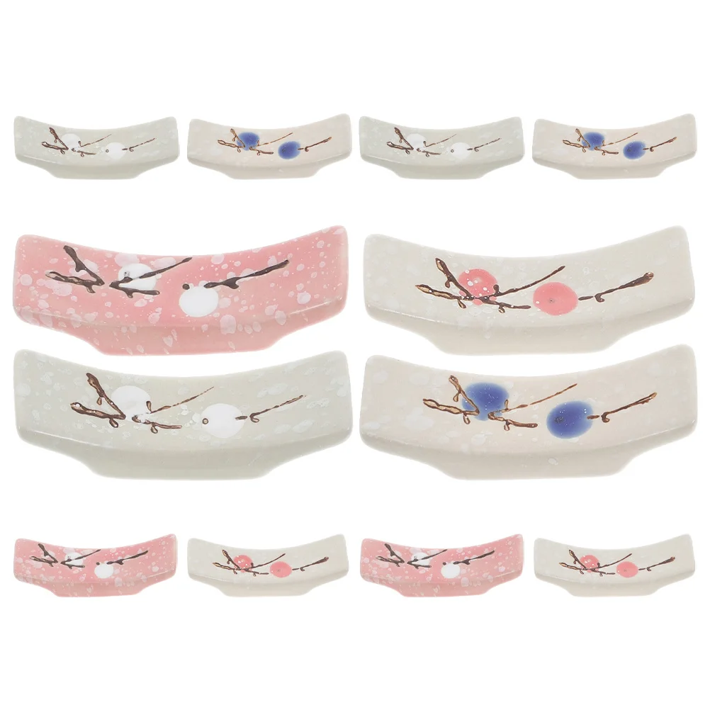 

12Pcs Japanese Style Ceramic Chopstick Spoon Holder Rest Set Smooth Texture Kitchen Utensil Organizer Decorative Dinnerware