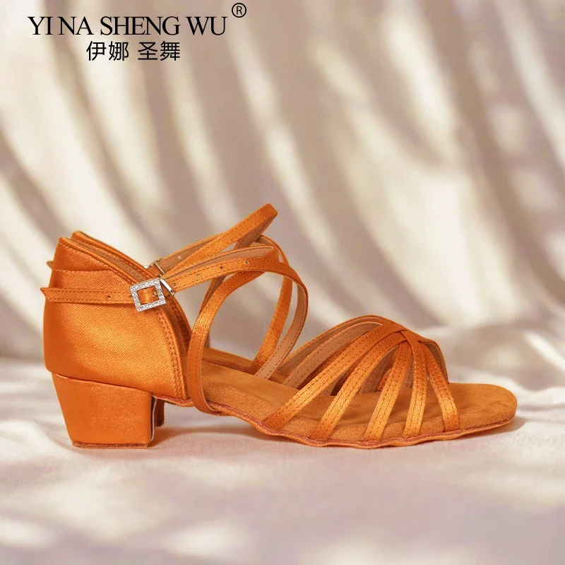 الكبار/أطفال كعب منخفض لينة أسفل أحذية الرقص المهنية حجر الراين مشبك الجلد المدبوغ لينة وحيد أحذية الرقص فتاة أحذية الرقص اللاتينية