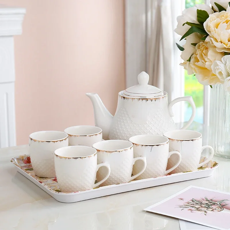 

European tea set, teapot teacup, household ceramic water set, living room large-capacity hot and cold kettle water cup