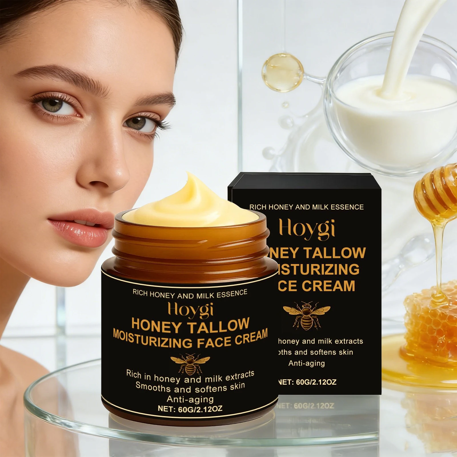 Honey Tallow Face Cream for Moisturizing Skin Relieve Dryness Beef Tallow Balm Soft Smooth Skin Wrinkle Remover Cream Face Care
