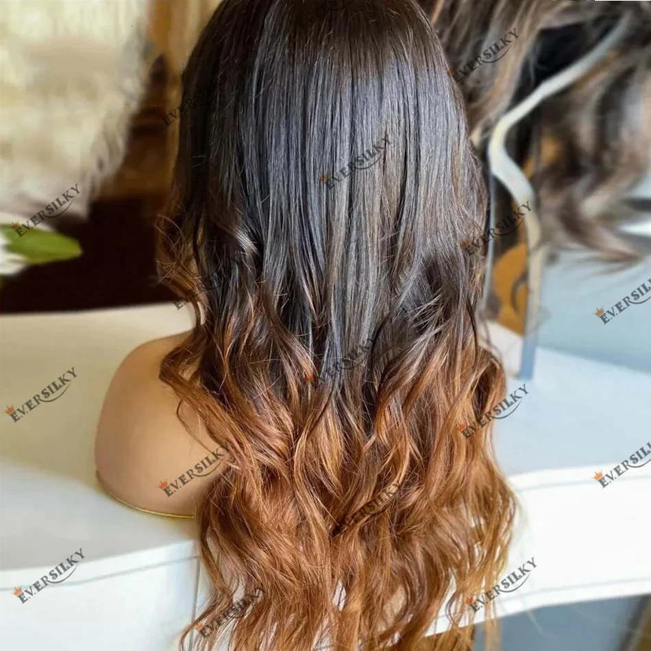 Auburn Ombre peruca de cabelo humano para mulheres, U parte peruca, cabelo brasileiro remy, marrom, 1x4 V parte, fácil desgaste, densidade 180, máquina feita