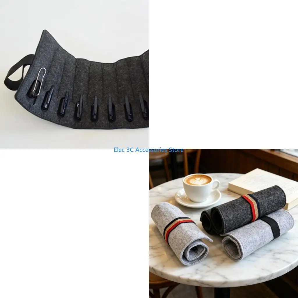 Y51A Soft Protective Felt Pen Roll For Colored Pencils Brushes And Craft Supplies