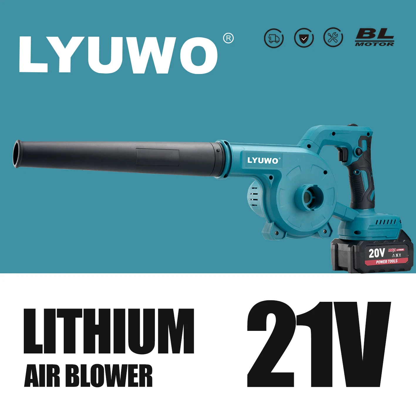 

LYUWO 20V Blower, Small Household Hair Dryer, High-Power Industrial Blowing And Suction Dual-purpose Dust Collector, Ash Blower