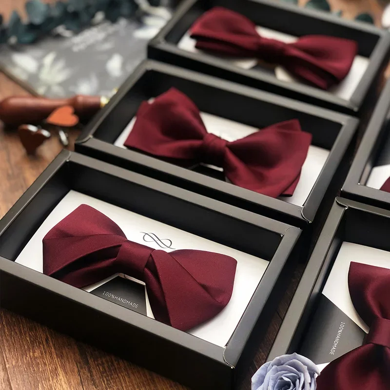 

Notknot high-end wedding bridegroom best man Burgundy Red British bow solid color men's bow tie