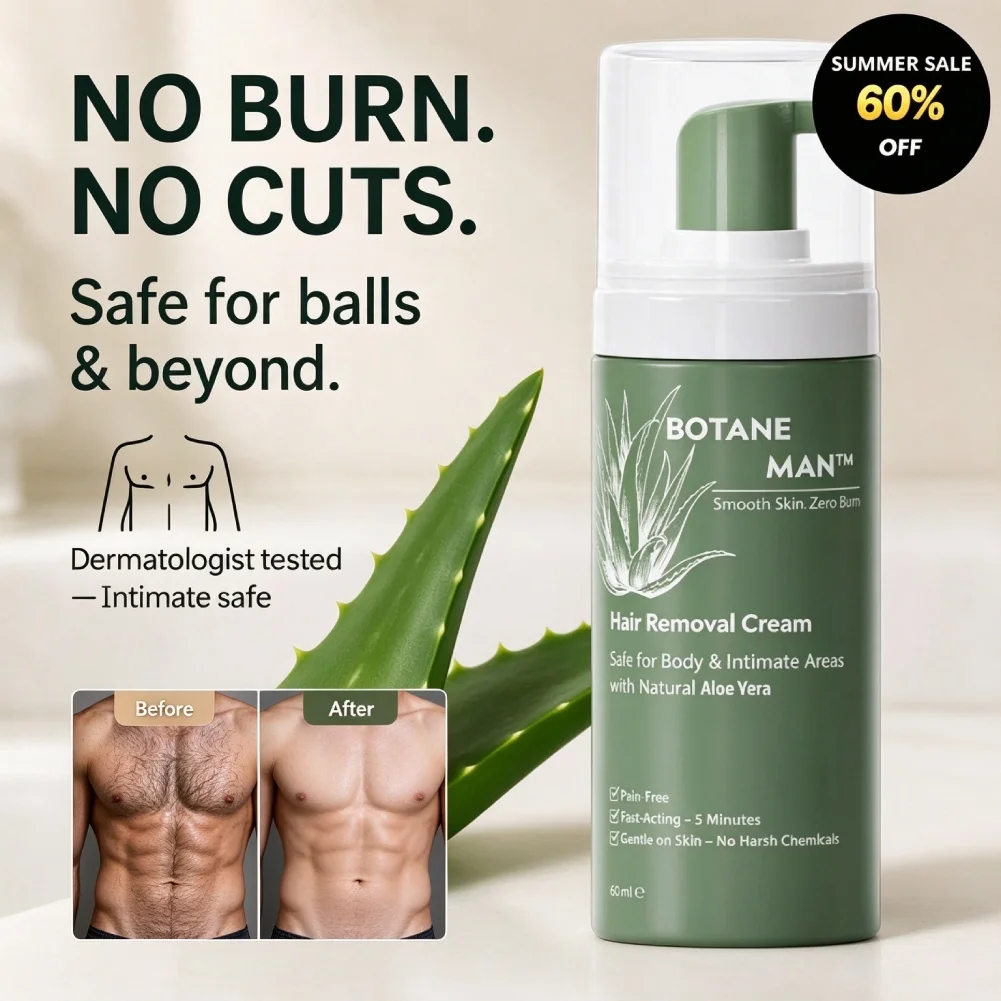 Men's Hair Removal Foam Mousse Painless No Razor Bumps Fast Acting Full Body Chest Back Legs Underarms Intimate Safe Body Care