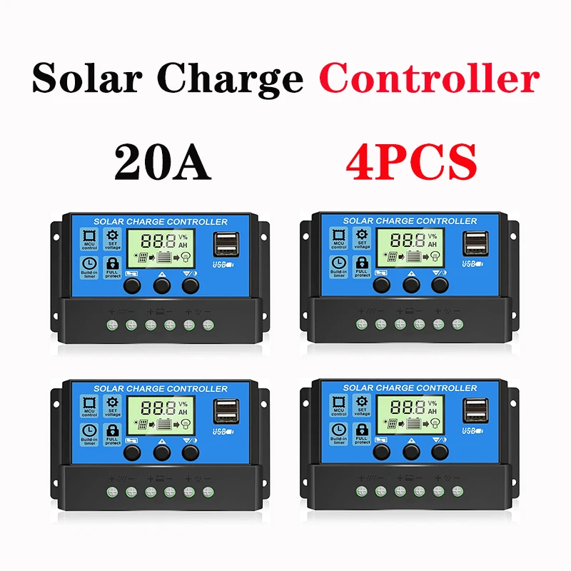 

PWM Solar Charge Controller 20A 30A 12V 24V Dual USB Trickle Charge Protection