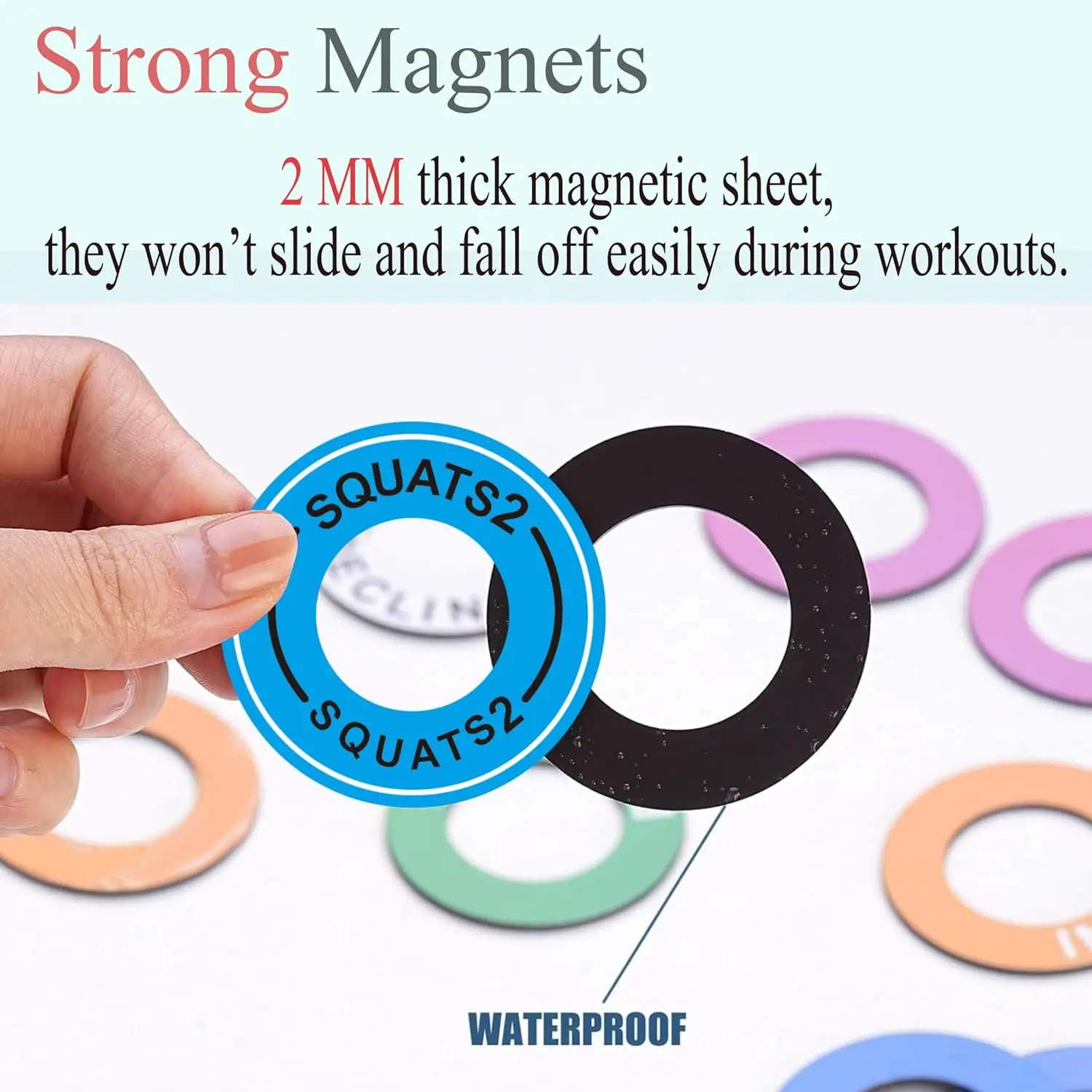 1 Inch Holes 12 Pcs Power Squat Rack Barbell Magnetic Position Markers Reminders Labels