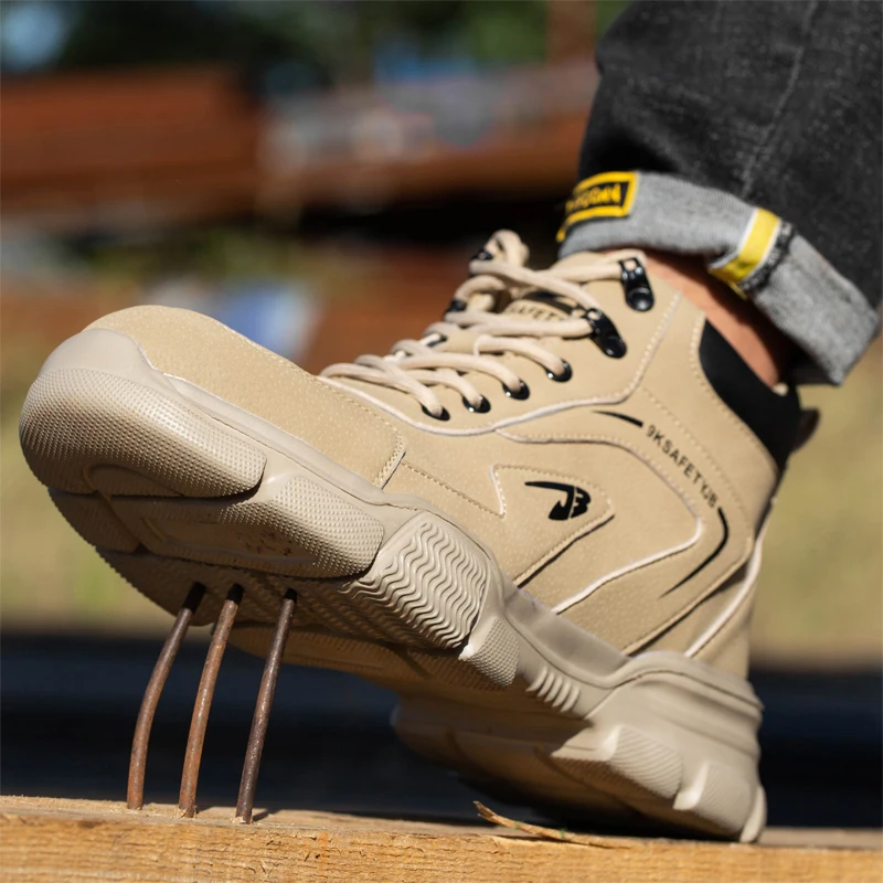 Zapatos de seguridad para hombre, zapatillas de trabajo antigolpes y ANTIPERFORACIONES, con punta de acero, botas ligeras y cómodas, indestructibles