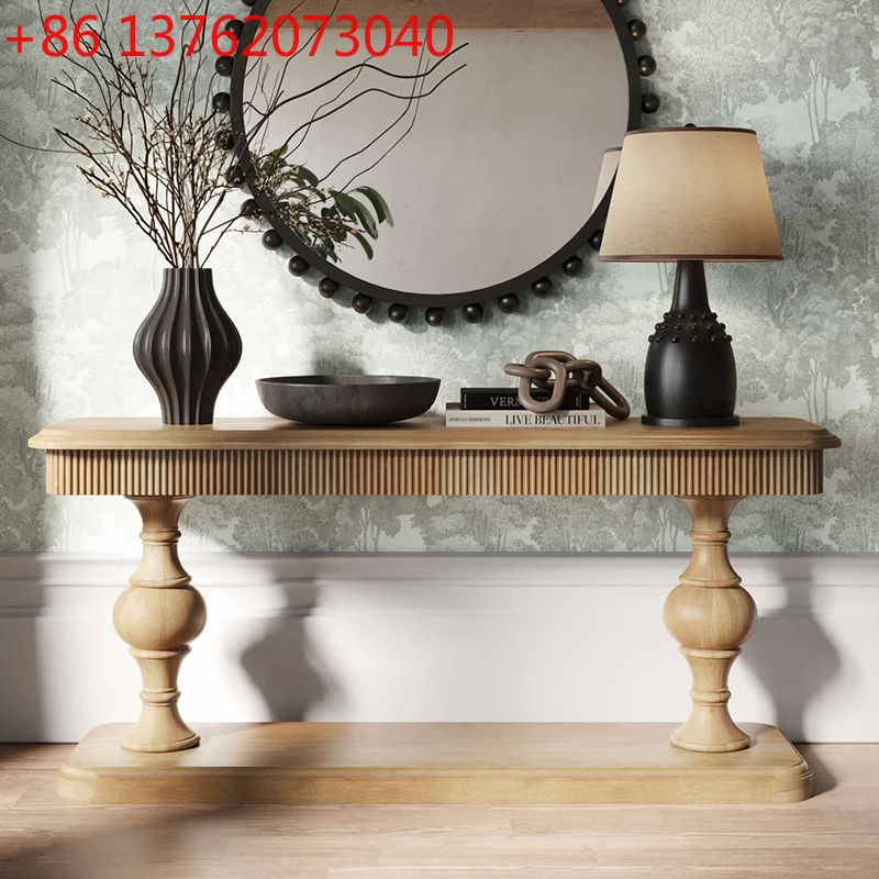 

American retro solid wood porch cabinet living room entry antique style case