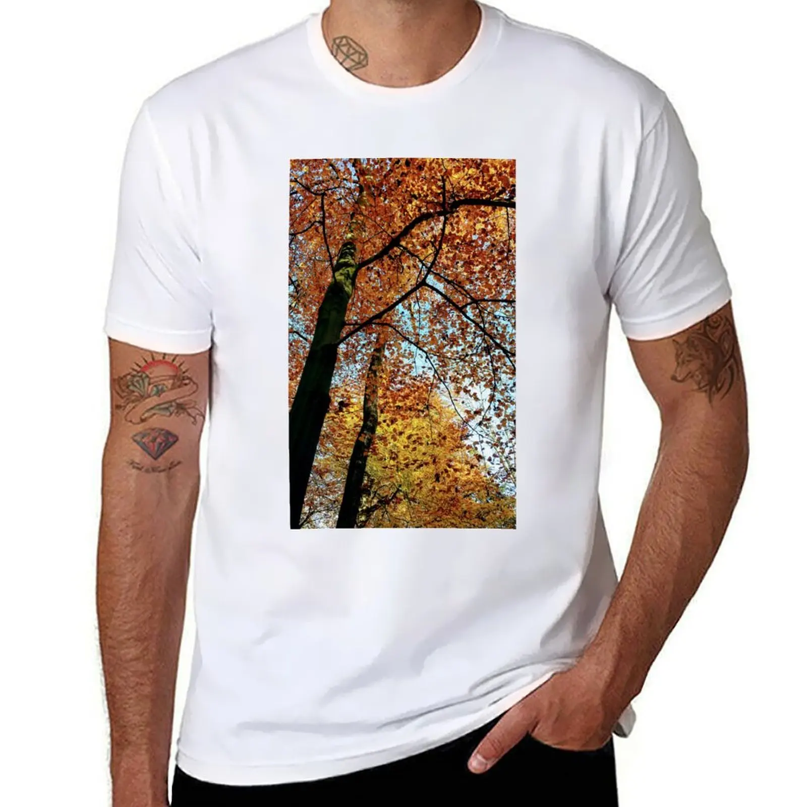 

Autumn foliage T-Shirt black cotton t-shirt plain for man package t shirt custom print T-Shirt