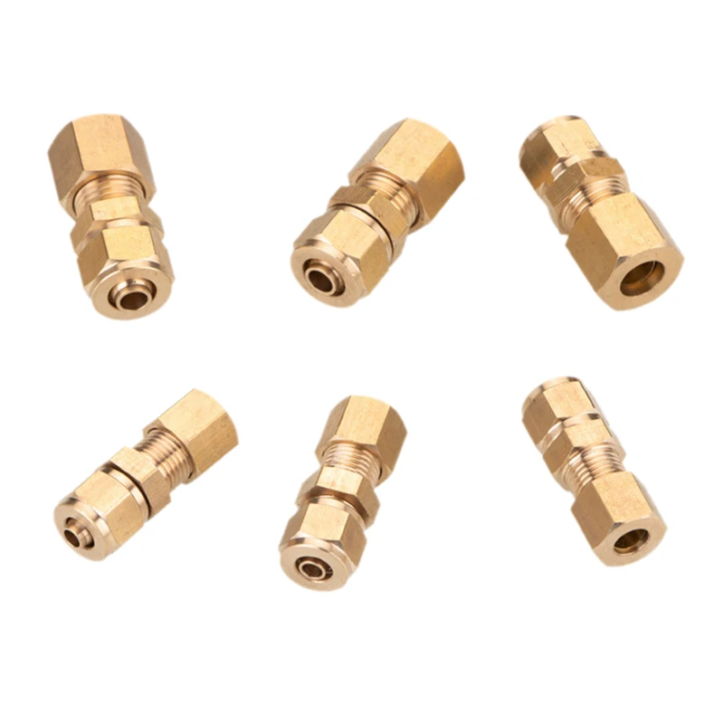 

5Pcs Brass card sleeve quick twist straight copper tube to gas tube PU/nylon tube adapter 6 8 10mm Straight copper pipe Fitting