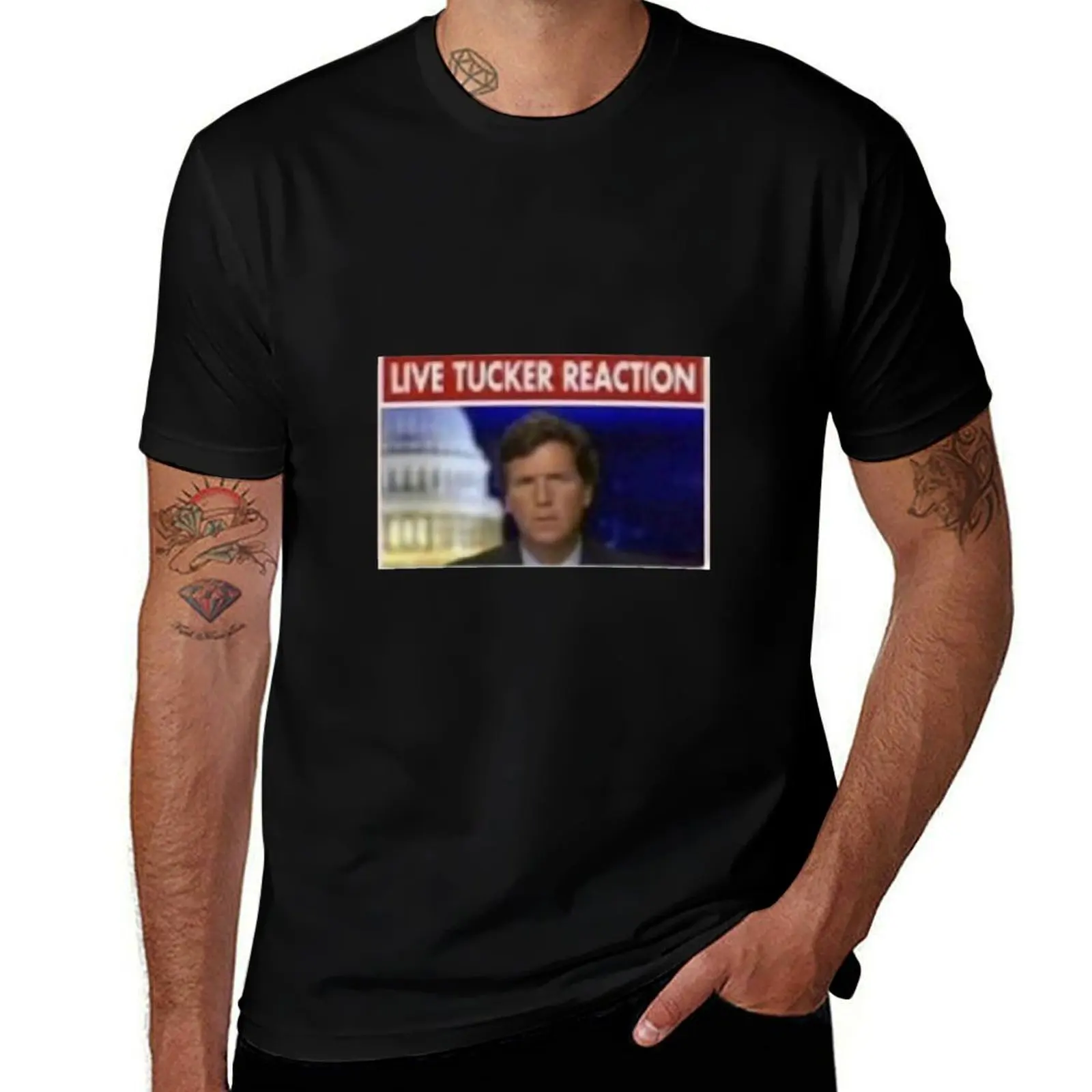 Tucker Carlson live Tucker reaction T-Shirt Plus Size Outdoor Casual Top T-Shirt