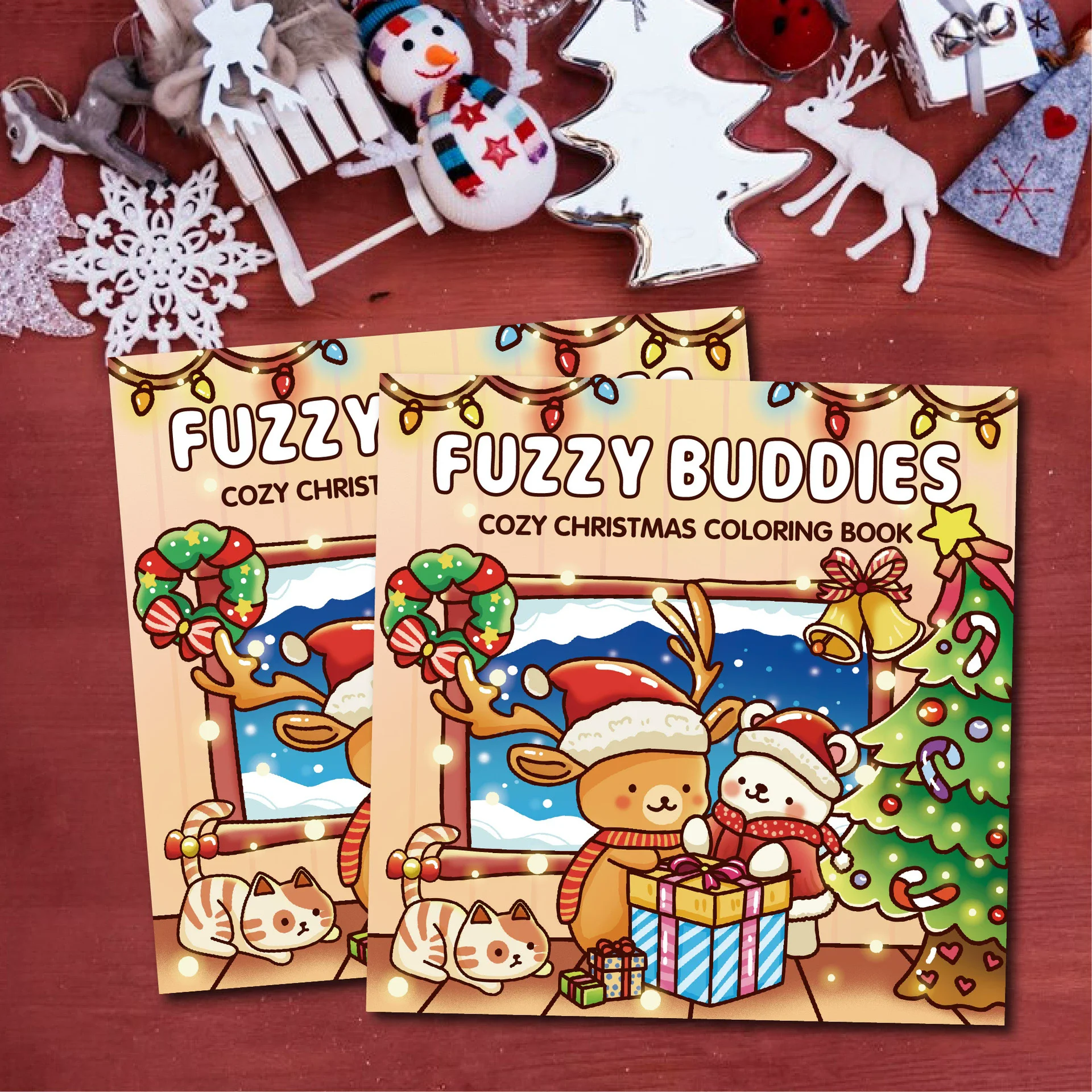 Fuzzy Buddies Cozy Christmas Coloring Book - Adorable Animal Characters And Cute Objects For Stress Relief