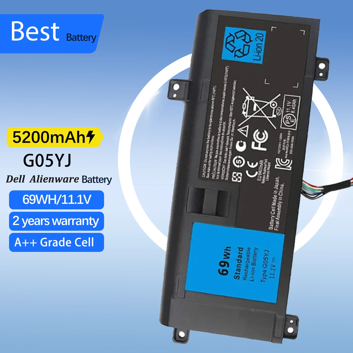 

G05YJ Аккумулятор для ноутбука DELL Alienware 14 A14 M14X R3 R4 серии P39G Alienware 14D-1528 GO5YJ Y3PN0 8X70T 11,1 В