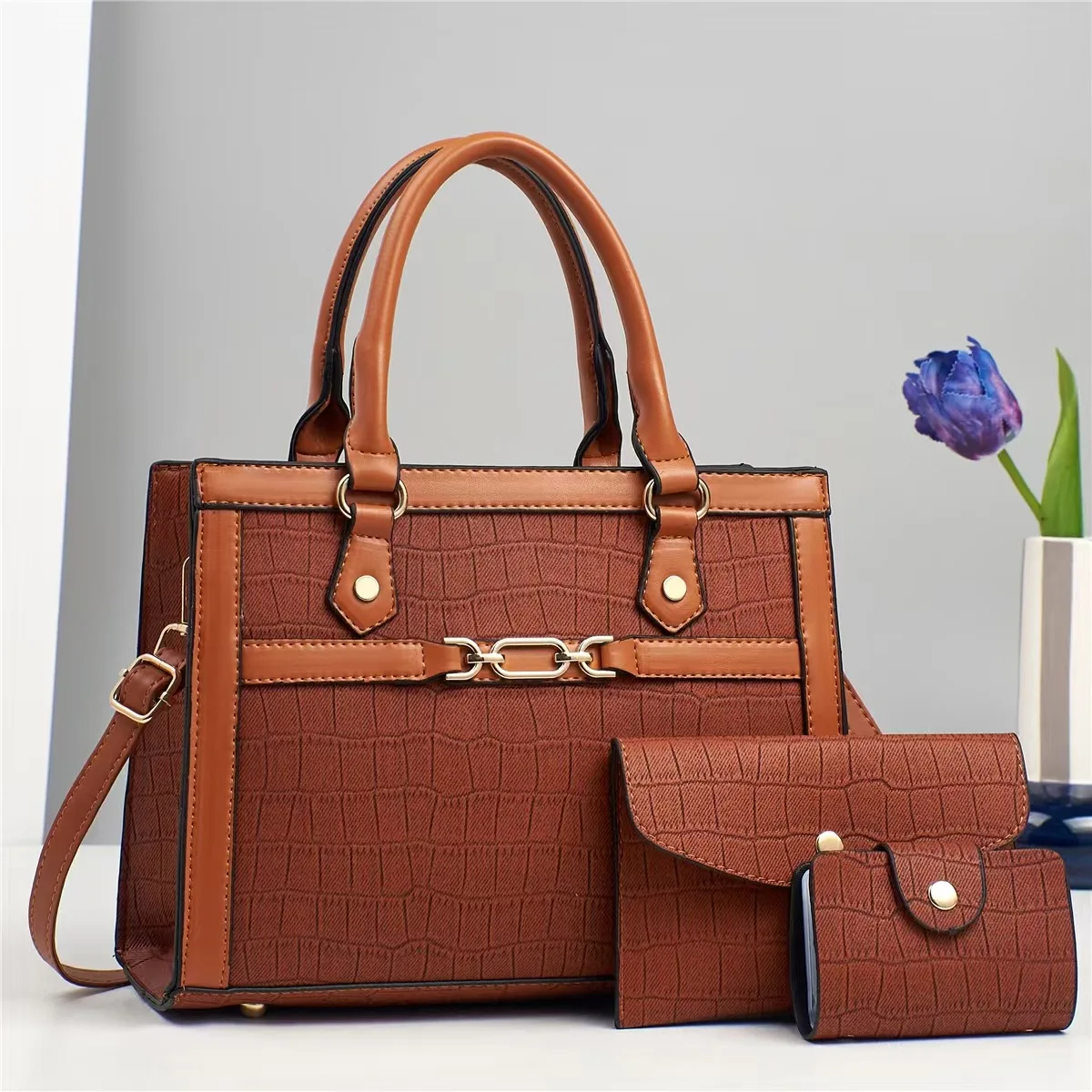 3 teile/satz Frauen Totes mit Brieftaschen Große Kapazität Handtaschen Mode-Trend Weibliche Umhängetasche Schulter Taschen Für Freizeit Einkaufen