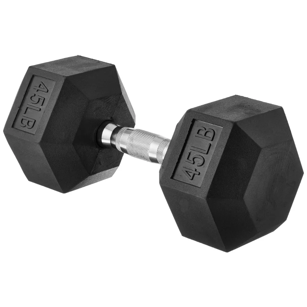 

2024 New Rubber Encased Exercise & Fitness Hex Dumbbell, Single, Hand Weight for Strength Training