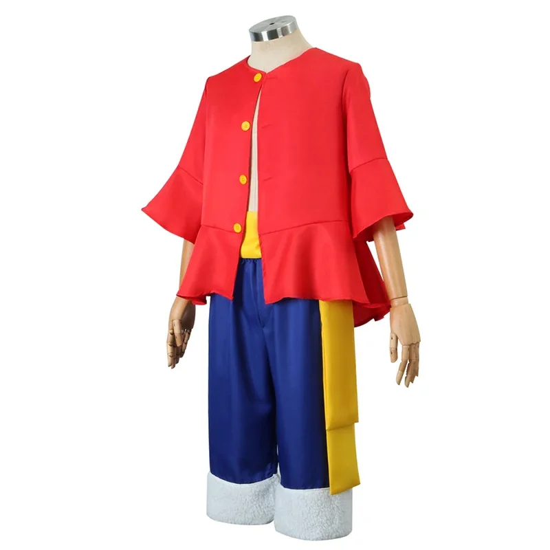 bilibili Anime ONE PIECE Luffy Cosplay Costume Straw Hat Red Jacket Halloween Carnival Party Costumes for Adult Kids