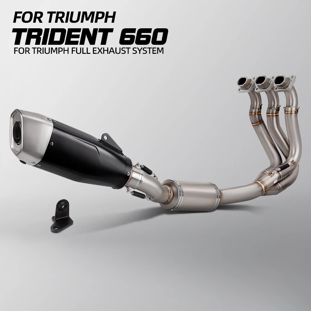 

Для Triumph Trident 660, выхлопная система мотоцикла из нержавеющей стали, полный комплект, передняя соединительная труба с глушителем, надеваемая гоночная линия
