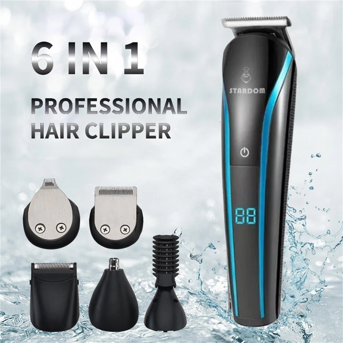 All In One Wet Dry Hair Trimmer Beard Grooming Trimer Facial Body Hair Clipper Professional Hair Cutting Machine Set For Men