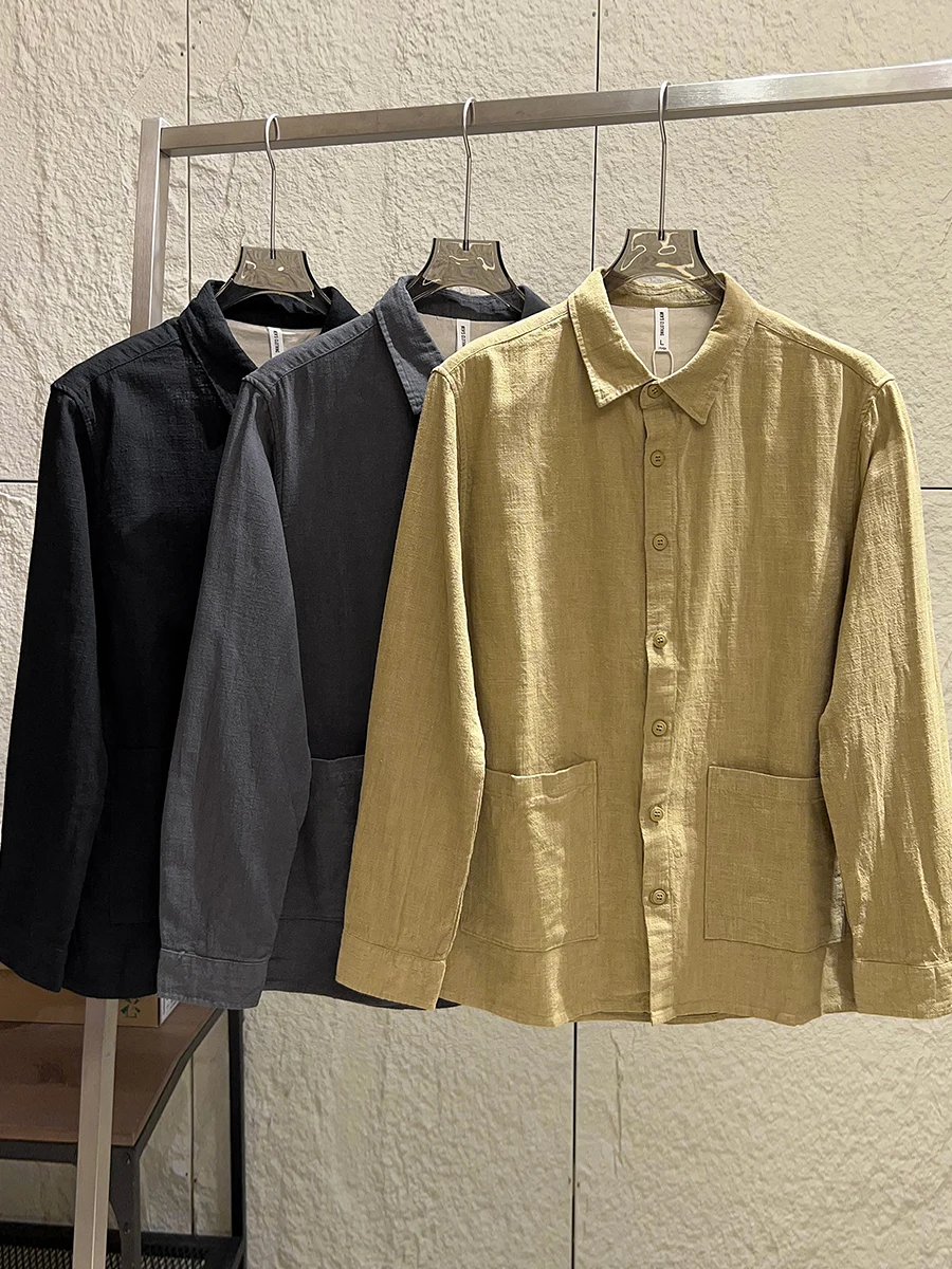 

Autumn New Style Men's Thin Casual Cotton Linen Long Sleeve Shirt Coat 30 Cotton Comfortable Breathable Standard Fit Youth Fa...