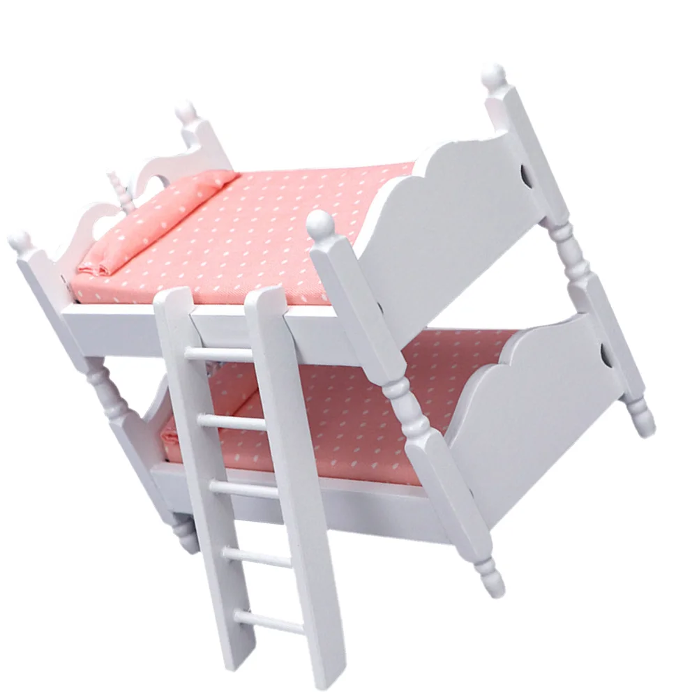 Bunk Bed House Mini Prop Furniture Props Bedroom Decoration Wooden Model Toy