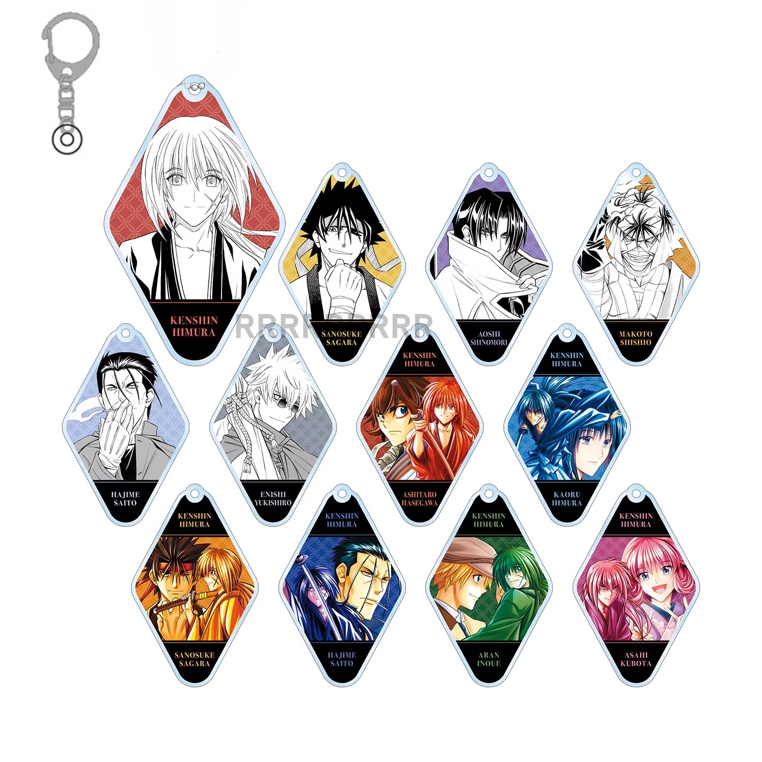 Game Himura Kenshin Saitou Hajime Shinomori Aoshi Sagara Sanosuke Keychain Doll Anime Acrylic Keyring Pendant for Gift