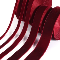 6/10/15/20/25/32/38mm Dark Red Single Face Nylon Velvet Ribbon For Handmade Gift Bowknot Christmas Ribbon Party Decorations
