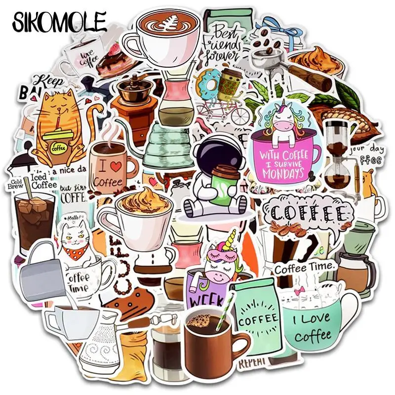 10/30/50 stücke Nette Cartoon Tasse Kaffee Aufkleber Mädchen Kawaii Laptop Flasche Fahrrad Skateboard Gepäck Decals graffiti Aufkleber F5