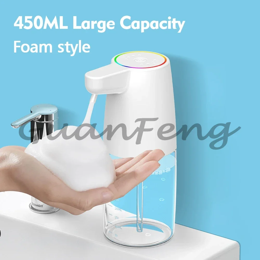 450ML Portable Plastic Automatic Foaming Hand Soap Dispenser, Touchless Sensor Foam Hand Washer for Restroom & Toilet