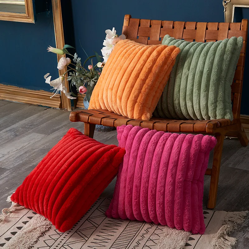 New Double-sided Wide Edge Thick Soft Plush Pillowcase Office Car Sofa Living Room Bedside Pillow Cushion Cover 40*40cm