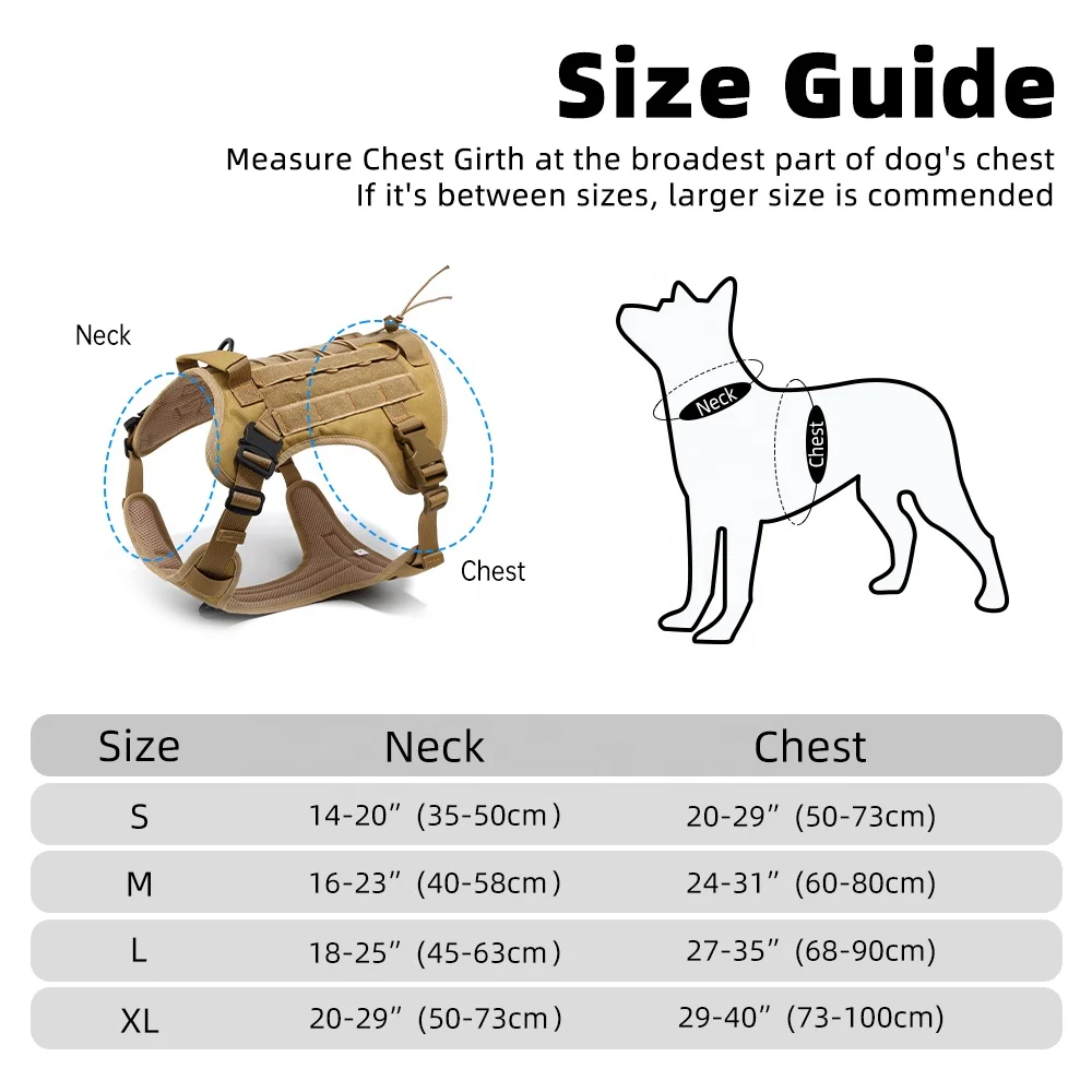 Top Fashion Heavy No Pull Tactical Dog Harness with Handle Adjustable and Quick Release Cobra Buckle Padding with Mesh