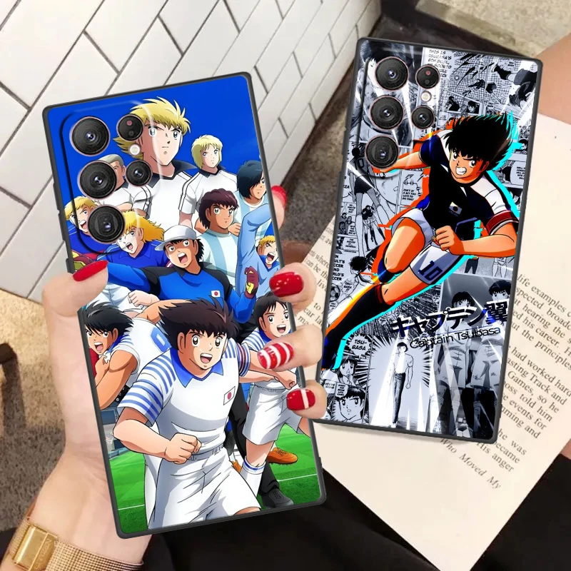 Anime Captain Tsubasa Phone Case For Samsung S24 S23 S22 S21 S20 FE S10 S10e Ultra Plus Lite Black Soft Cover