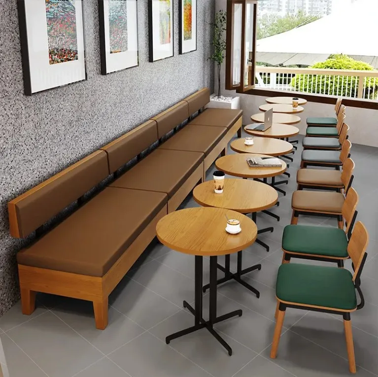 Customized dessert shop, milk tea shop, coffee shop, table and chairs, clear bar, solid wood café, theme restaurant, sofa booth