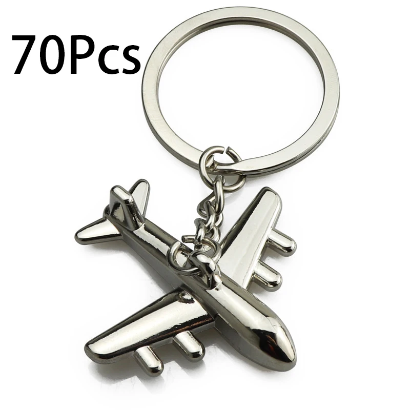 

70Pcs Metal Fighter Plane Keychain Charm Key Holder Men's Key Chain Souvenir Thank You Gift School Bag Pendant